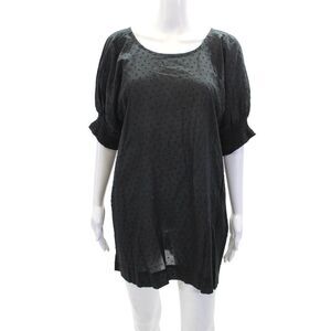 Malia Mills Womens Cotton Polka Dot Short Sleeve Shift Dress Black Size 6